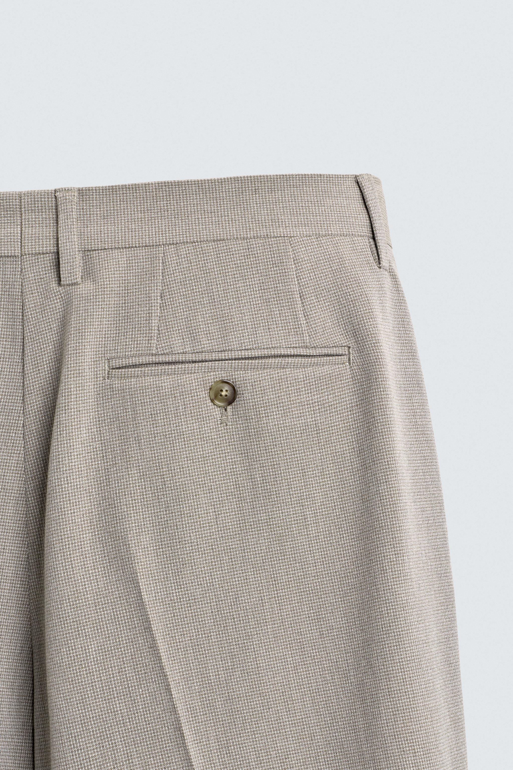 REGULAR FIT TEXTURED SUIT PANTS